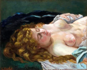 Sleeping Woman with Red Hair 1864 by Gustave Courbet