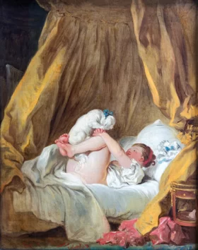Girl with dog by Jean-Honoré Fragonard