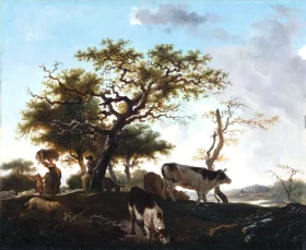 Family of Shepherds in a family landscape by Jean-Honoré Fragonard