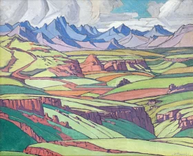 The Maluti Mountains by Jacobus Hendrik Pierneef The Maluti Mountains by Jacobus Hendrik Pierneef