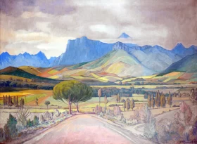 Landscape, Stellenbosch, 1937 by Jacobus Hendrik Pierneef Landscape, Stellenbosch, 1937 by Jacobus Hendrik Pierneef