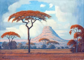 Acacias with Kranskop Beyond, Limpopo Province, 1942 by Jacobus Hendrik Pierneef