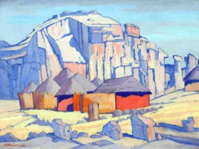 Native Huts, Basutoland by Jacobus Hendrik Pierneef