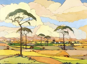 An Extensive View of Farmlands by Jacobus Hendrik Pierneef
