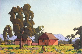 Landscape with Two Cottages by Jacobus Hendrik Pierneef Landscape with Two Cottages by Jacobus Hendrik Pierneef