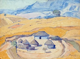 Kraal, Northern Transvaal by Jacobus Hendrik Pierneef Kraal, Northern Transvaal by Jacobus Hendrik Pierneef