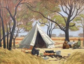 The Bush Camp of Anton Van Wouw, Rooiplaat by Jacobus Hendrik Pierneef The Bush Camp of Anton Van Wouw, Rooiplaat by Jacobus Hendrik Pierneef