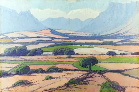 Valley with Distant Mountains by Jacobus Hendrik Pierneef Valley with Distant Mountains by Jacobus Hendrik Pierneef