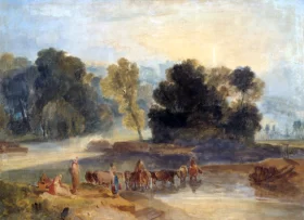 Men with Horses Crossing a River by J.M.W. Turner