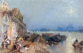 Tours- Sunset- Looking Backwards by J.M.W. Turner