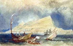 The Rock of Gibraltar, with shipping in the foreground by J.M.W. Turner