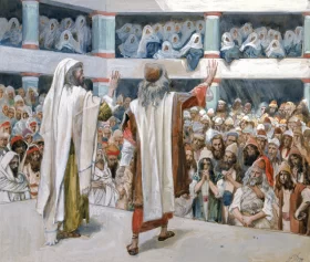 Moses And Aaron Speak To The People by James Tissot