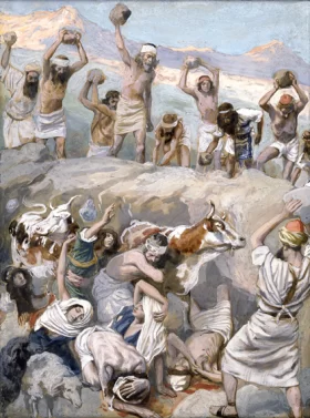 Achan And His Family Stoned To Death by James Tissot