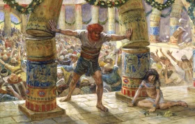 Samson Puts Down The Pillars by James Tissot