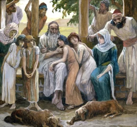 Job Joins His Family In Happiness by James Tissot Job Joins His Family In Happiness by James Tissot