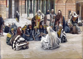 Jesus Speaks Near The Treasury by James Tissot Jesus Speaks Near The Treasury by James Tissot