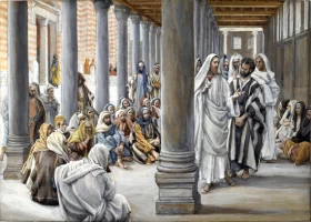 Jesus Walks In The Portico Of Solomon by James Tissot Jesus Walks In The Portico Of Solomon by James Tissot