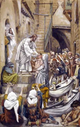 All The City Was Gathered At His Door by James Tissot All The City Was Gathered At His Door by James Tissot