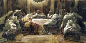 The Last Supper-Judas Dipping His Hand In The Dish by James Tissot The Last Supper-Judas Dipping His Hand In The Dish by James Tissot