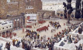 Bird's-Eye View Of The Forum-Jesus Hears His Death Sentence by James Tissot Bird's-Eye View Of The Forum-Jesus Hears His Death Sentence by James Tissot