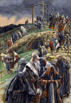 The Crowd Left Calvary While Beating Their Breasts by James Tissot The Crowd Left Calvary While Beating Their Breasts by James Tissot