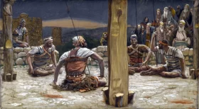 The Four Guards Sat Down And Watched Him by James Tissot The Four Guards Sat Down And Watched Him by James Tissot