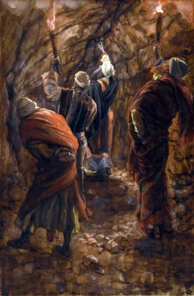 The Chasm In The Rock In The Cave Beneath Calvary by James Tissot The Chasm In The Rock In The Cave Beneath Calvary by James Tissot