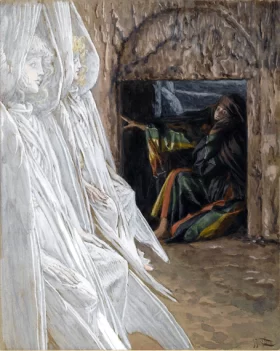 Mary Magdalene Questions The Angels In The Tomb by James Tissot Mary Magdalene Questions The Angels In The Tomb by James Tissot