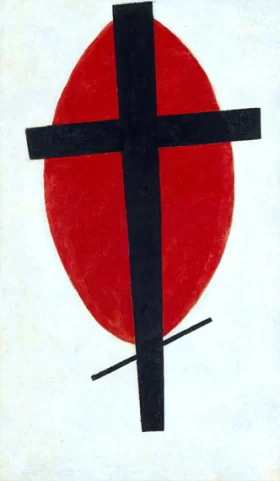 Mystic Suprematism (black cross on red oval) by Kazimir Malevich