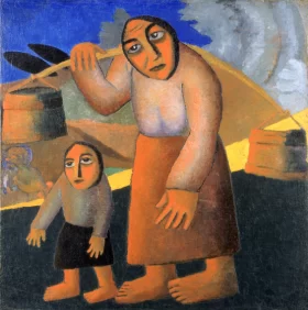 Peasant Woman with Buckets and Child by Kazimir Malevich