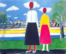 Two figures in a landscape 1931 by Kazimir Malevich