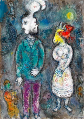 Couple au Double Profil by Marc Chagall (Inspired by) Couple au Double Profil by Marc Chagall (Inspired by)
