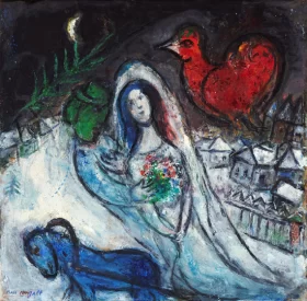 Bride and Groom with Sleigh and Red Rooster by Marc Chagall (Inspired by) Bride and Groom with Sleigh and Red Rooster by Marc Chagall (Inspired by)