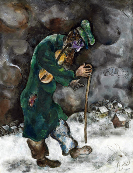Vieux juif au violon by Marc Chagall (Inspired by), oil painting reproduction on canvas Vieux juif au violon by Marc Chagall (Inspired by)