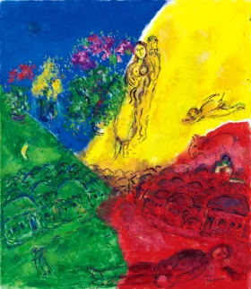 Scène de Village aux Quatre Couleurs by Marc Chagall (Inspired by)