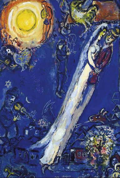 Les fiancés à l’oiseau by Marc Chagall (Inspired by), oil painting reproduction on canvas Les fiancés à l'oiseau by Marc Chagall (Inspired by)