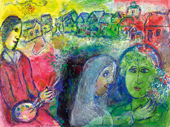 Rencontre by Marc Chagall (Inspired by), oil painting reproduction on canvas Rencontre by Marc Chagall (Inspired by)