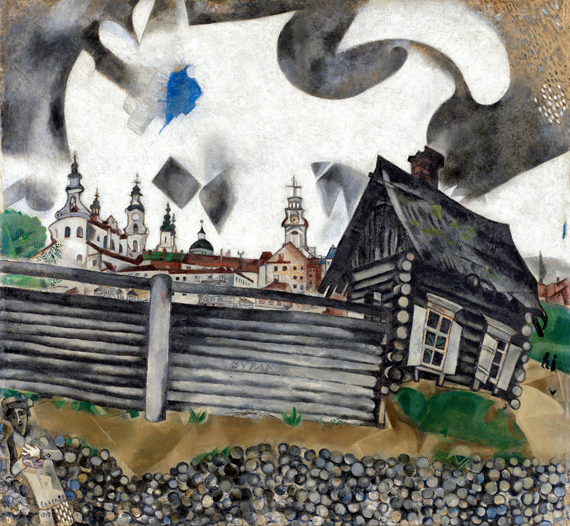 The Grey House 1917 by Marc Chagall (Inspired by), oil painting reproduction on canvas The Grey House 1917 by Marc Chagall (Inspired by)