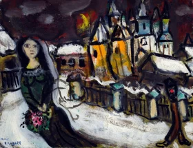 Village Sous la Neige by Marc Chagall (Inspired by)
