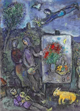 La peintre au chevalet à Saint-Paul by Marc Chagall (Inspired by)