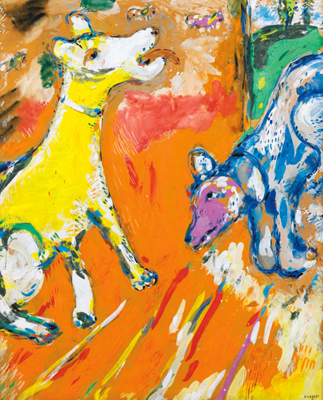 La Lice et la Compagne by Marc Chagall (Inspired by), oil painting reproduction on canvas La Lice et la Compagne by Marc Chagall (Inspired by)
