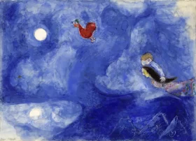 Aleko and Zemphira by Moonlight by Marc Chagall (Inspired by)