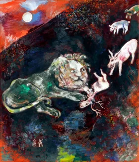 La Génisse, la Chèvre et la Brebis En Société Avec le Lion by Marc Chagall (Inspired by)