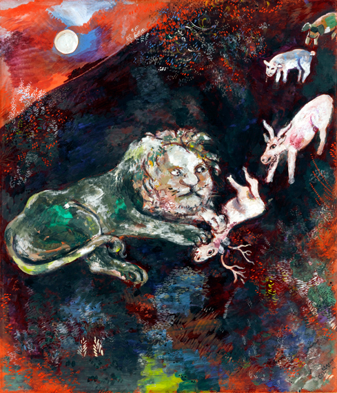 La Génisse, la Chèvre et la Brebis En Société Avec le Lion by Marc Chagall (Inspired by)