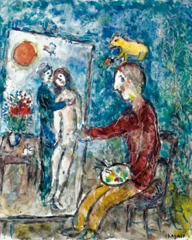 L'artiste Peignant Les Amoureux by Marc Chagall (Inspired by)