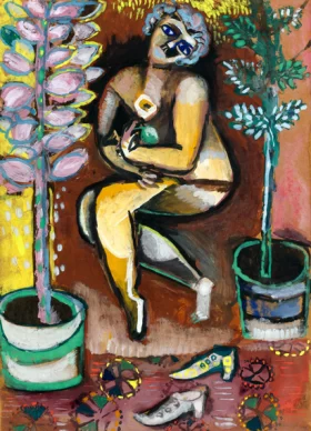 Nu Assis A la Fleur by Marc Chagall (Inspired by)