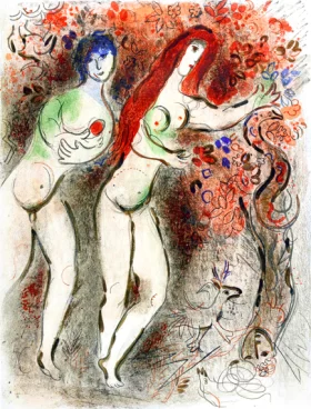Adam and Eve and the Forbidden Fruit by Marc Chagall (Inspired by)