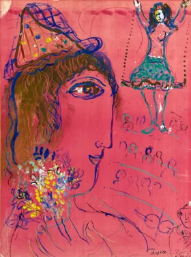 Profil de Clown Sur Fond Rose by Marc Chagall (Inspired by) Profil de Clown Sur Fond Rose by Marc Chagall (Inspired by)