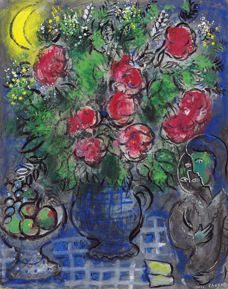 Les roses et la lune by Marc Chagall (Inspired by), oil painting reproduction on canvas Les roses et la lune by Marc Chagall (Inspired by)
