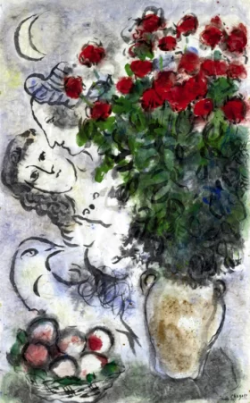 Bouquet de roses rouges by Marc Chagall (Inspired by)